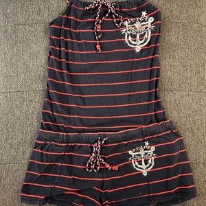 Juicy Couture Black and Red Striped Top
